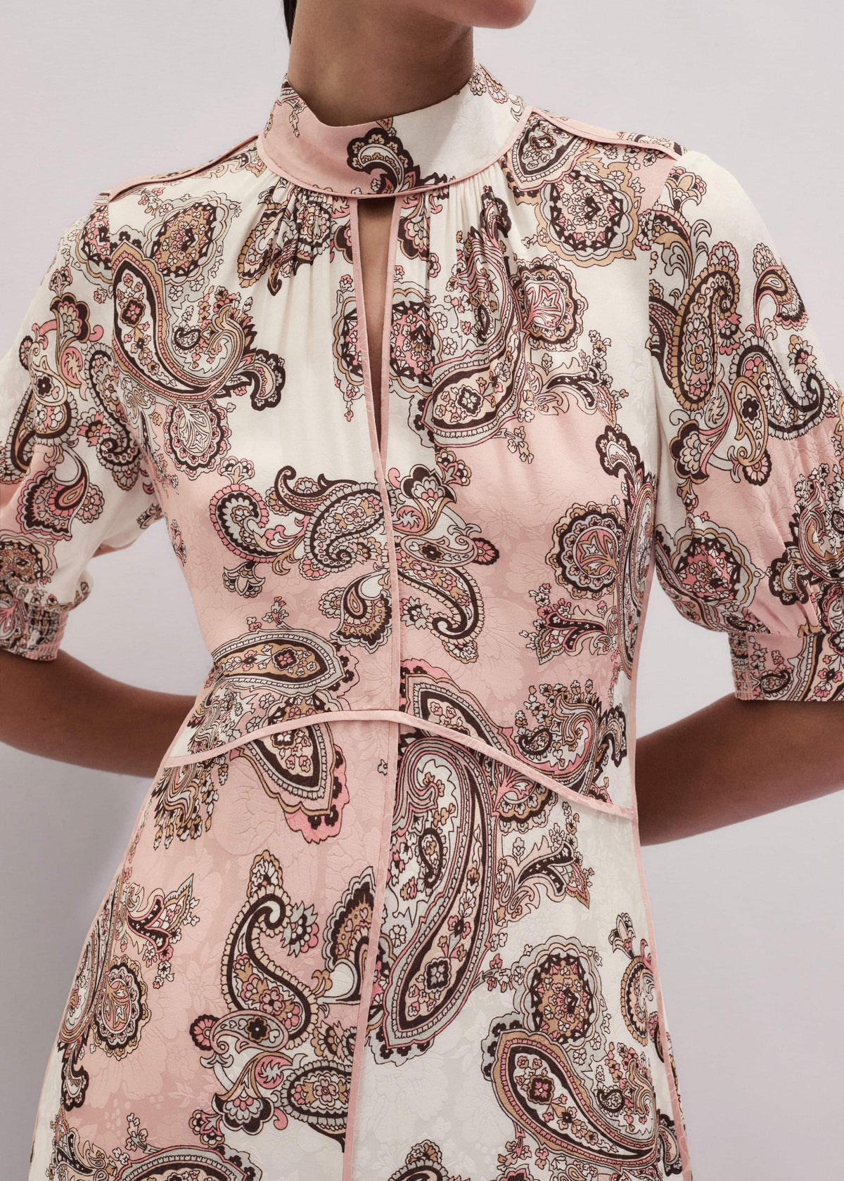 ME+EM Clothing Pink Paisley Print Fit + Flare Maxi Dress