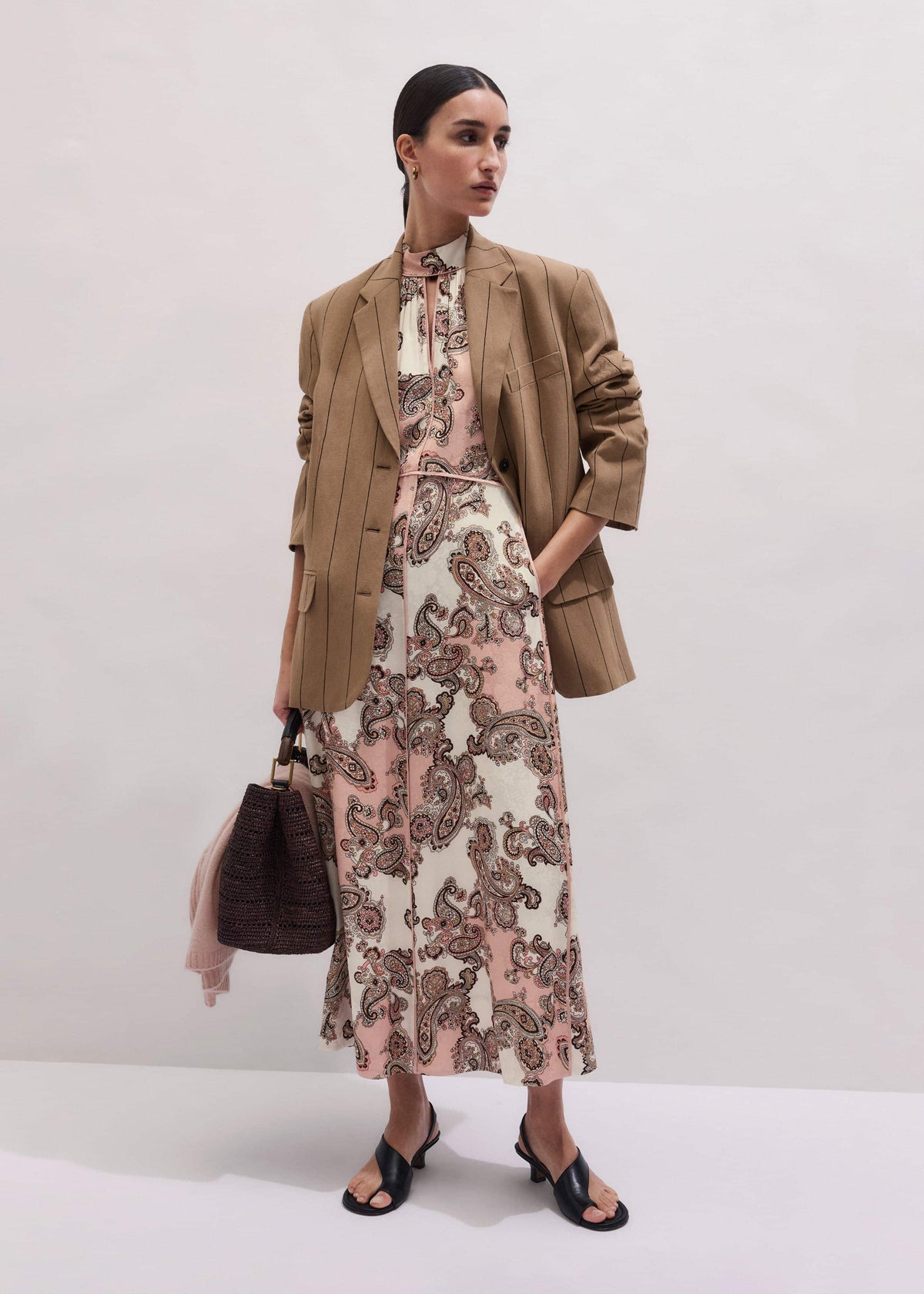 ME+EM Clothing Pink Paisley Print Fit + Flare Maxi Dress