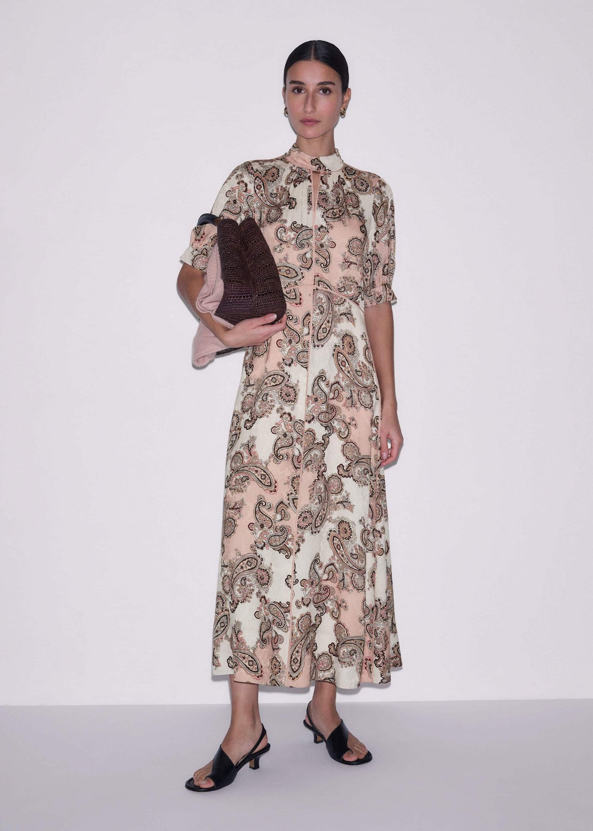 ME+EM Clothing Pink Paisley Print Fit + Flare Maxi Dress