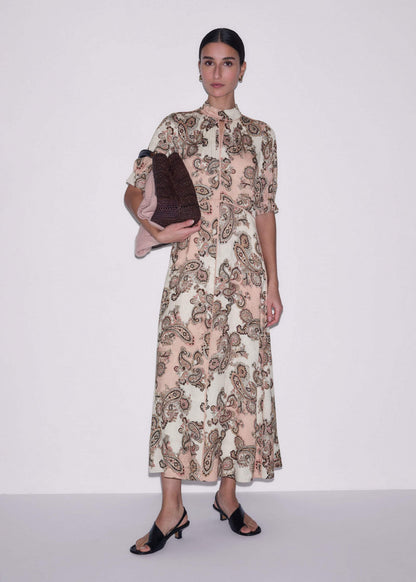 ME+EM Clothing Pink Paisley Print Fit + Flare Maxi Dress