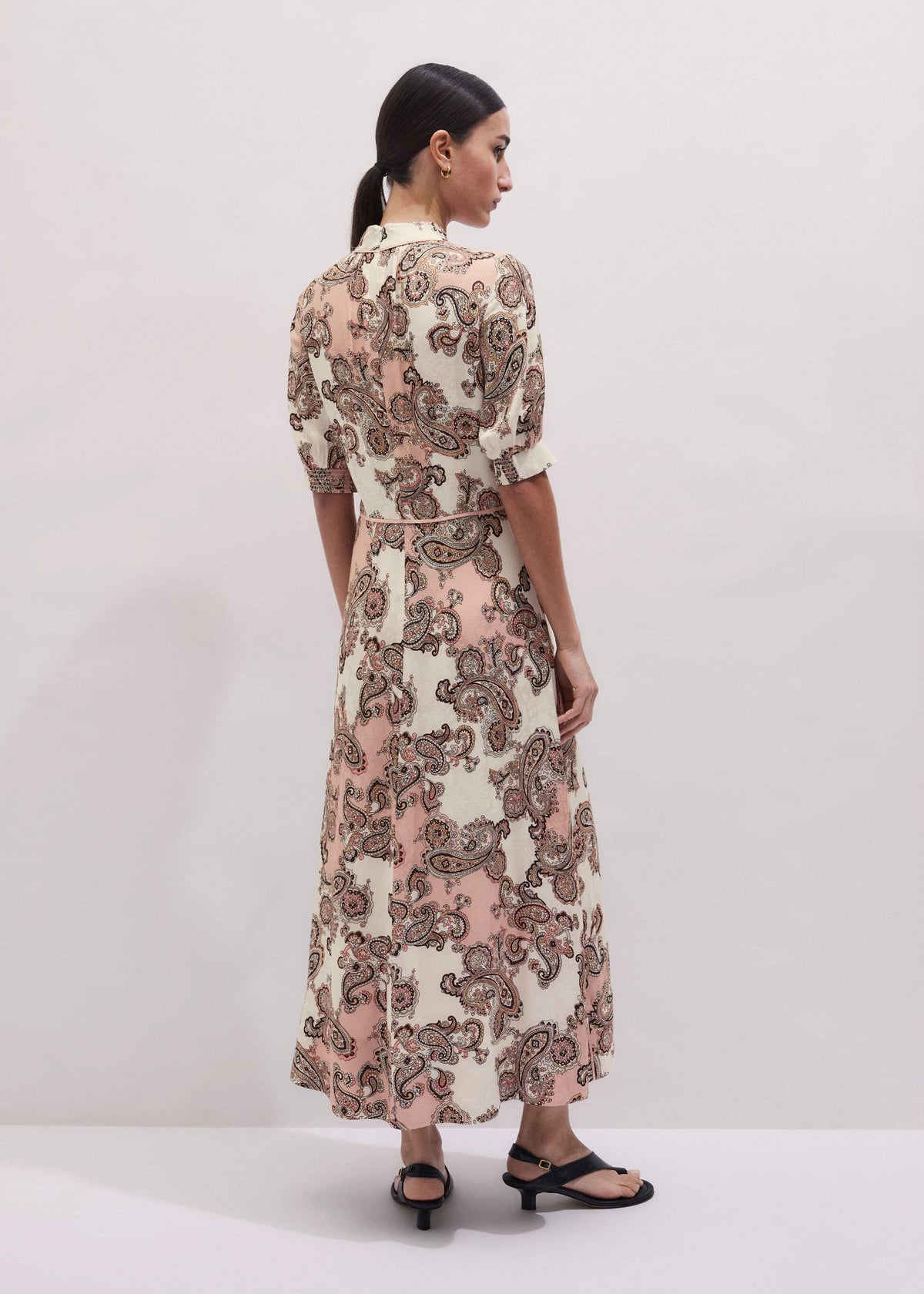ME+EM Clothing Pink Paisley Print Fit + Flare Maxi Dress