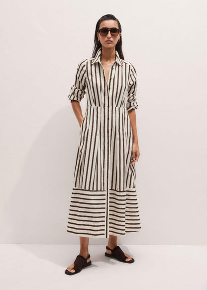 ME+EM Clothing Cream Spring Stripe Maxi Dress + Belt