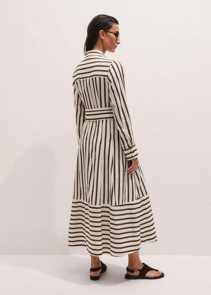 ME+EM Clothing Cream Spring Stripe Maxi Dress + Belt