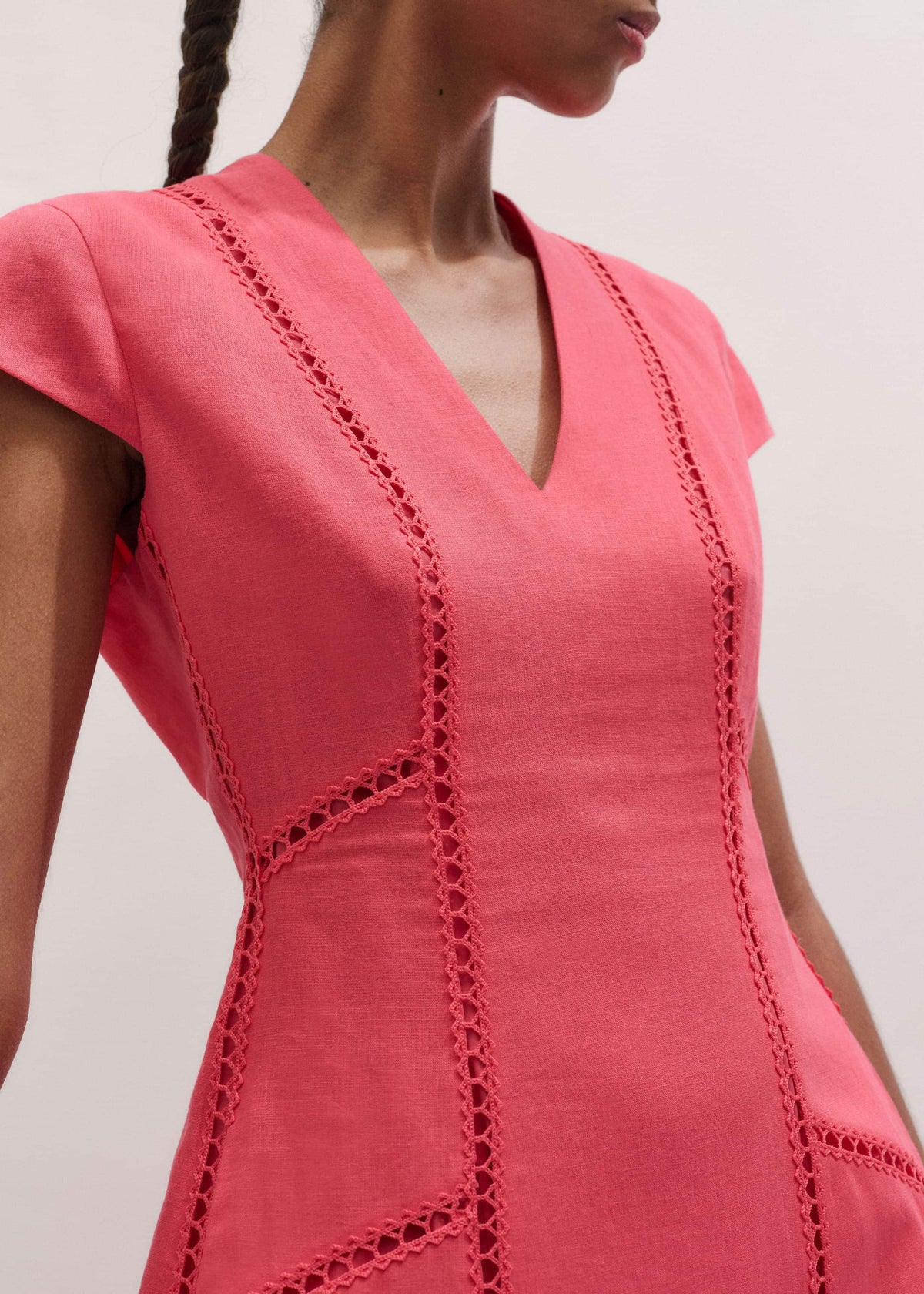 ME+EM Clothing Pink Crease-Less Linen Embroidered Maxi Dress