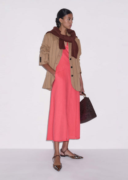 ME+EM Clothing Pink Crease-Less Linen Embroidered Maxi Dress