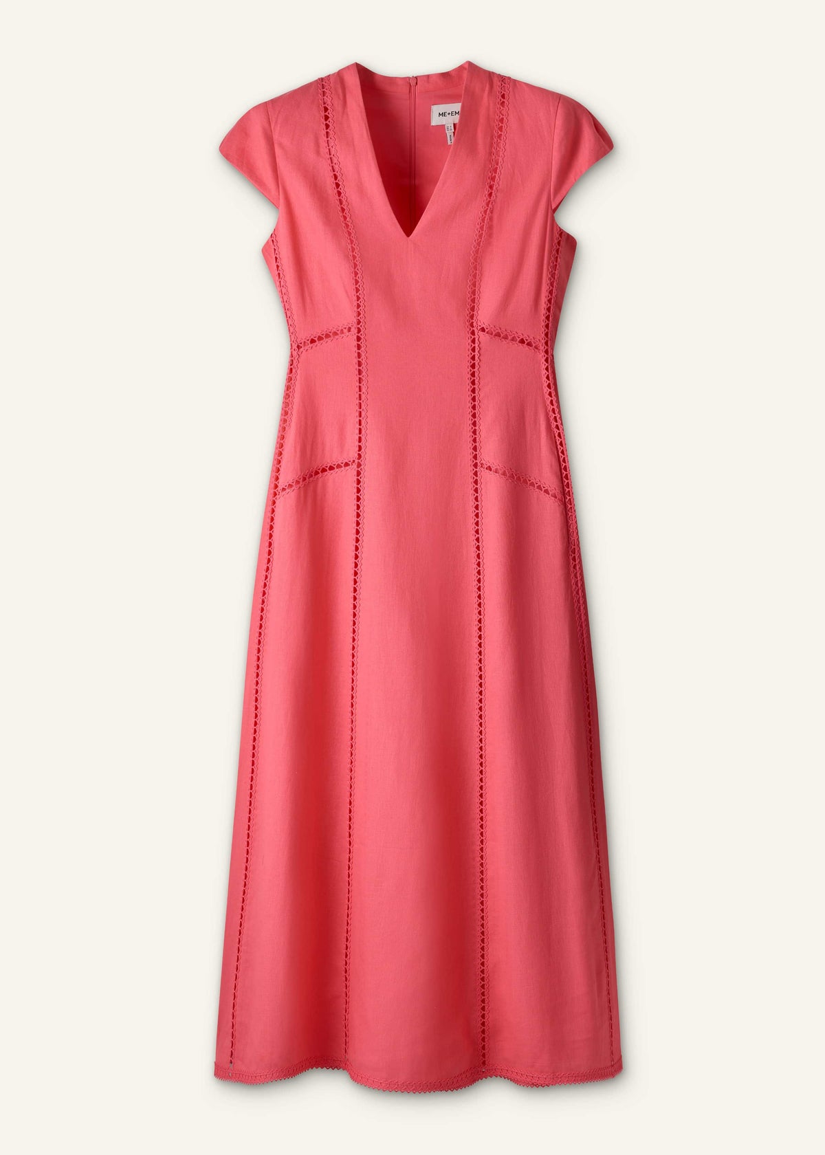 ME+EM Clothing Pink Crease-Less Linen Embroidered Maxi Dress