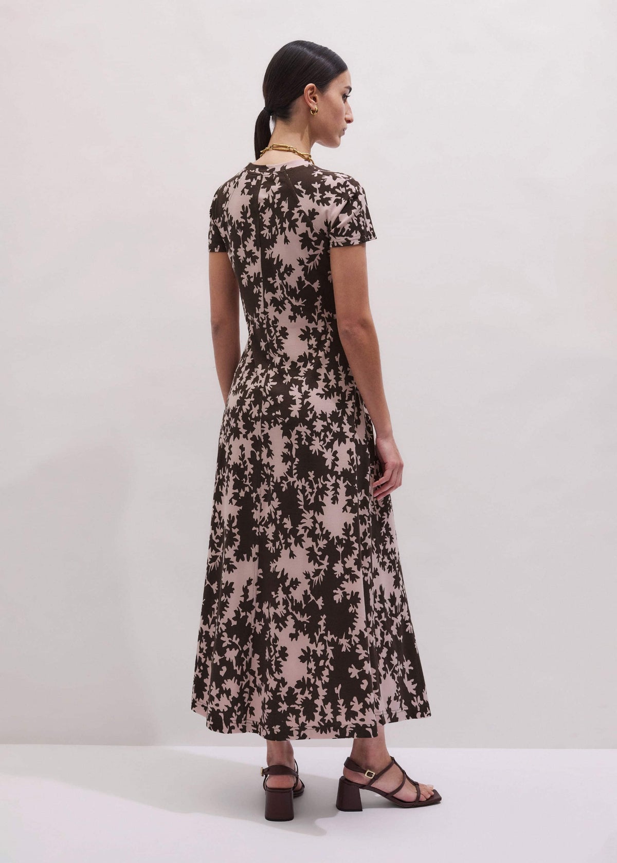 ME+EM Clothing Pink Speckled Bloom Print Contour Maxi Dress
