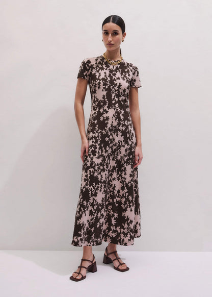 ME+EM Clothing Pink Speckled Bloom Print Contour Maxi Dress