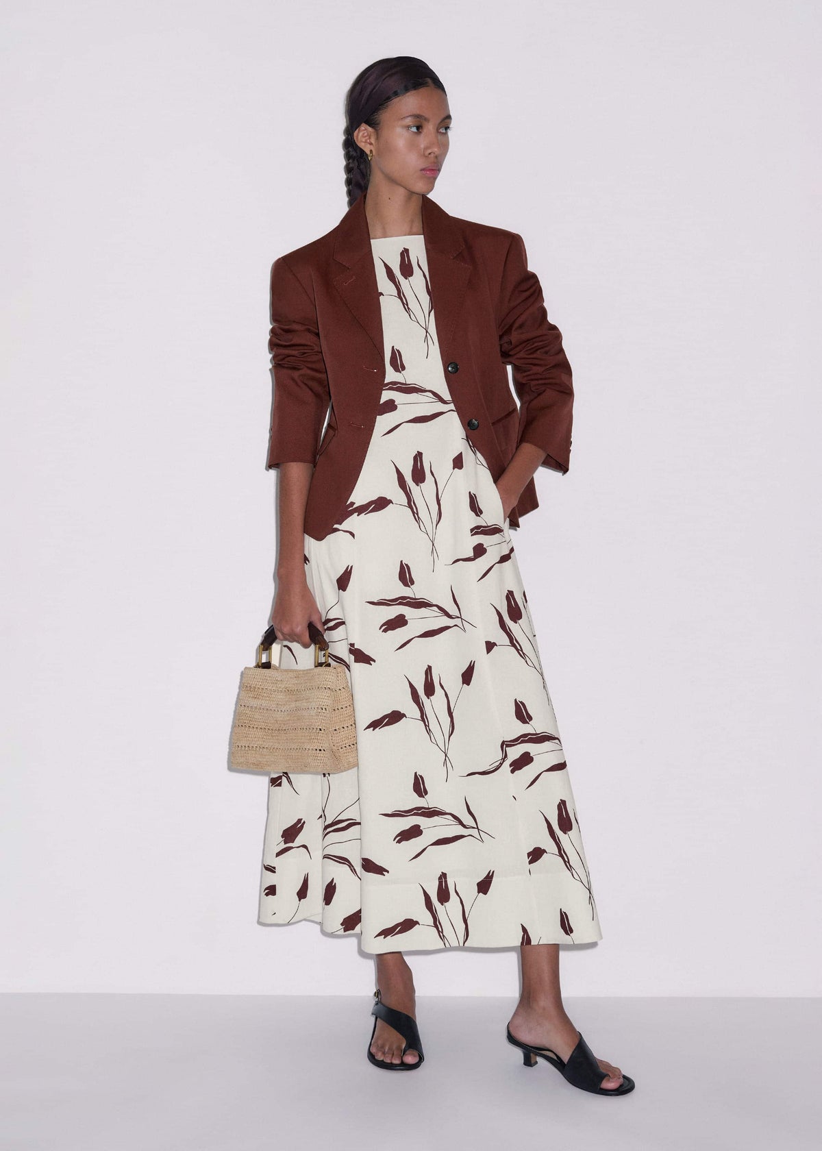 ME+EM Clothing Cream Crease-Less Linen Fit + Flare Maxi Dress
