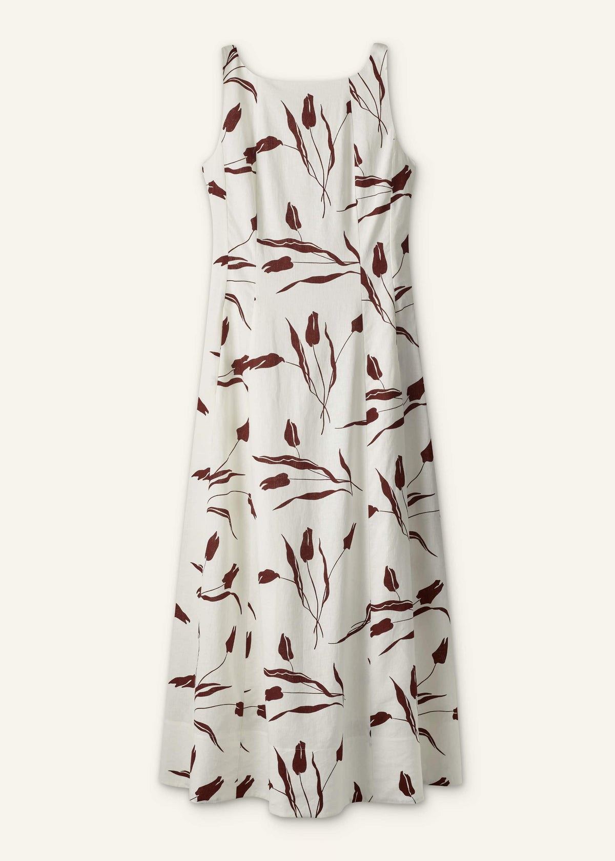 ME+EM Clothing Cream Crease-Less Linen Fit + Flare Maxi Dress
