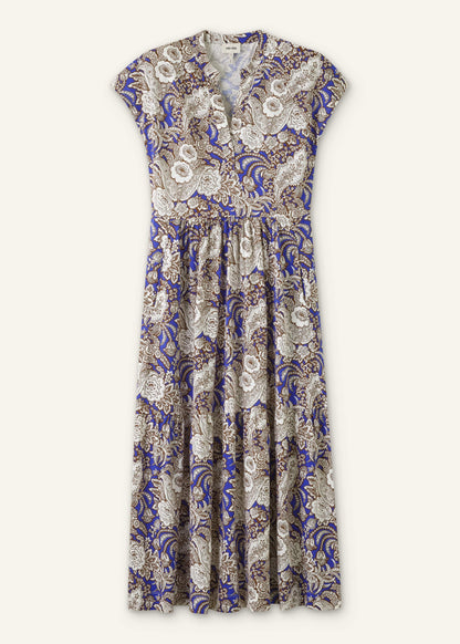 ME+EM Clothing Blue Elaborate Botanical Tiered Maxi Dress