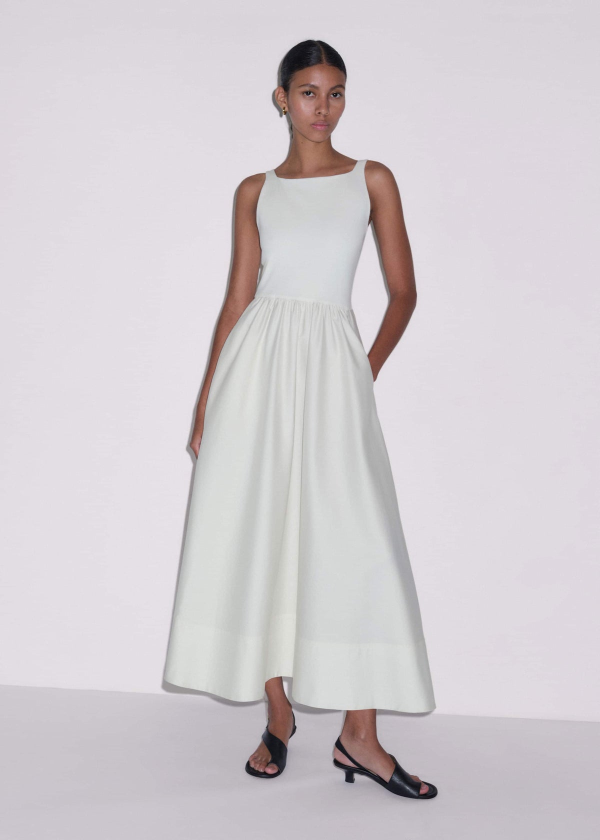ME+EM Clothing Cream Fit + Flare Maxi Dress