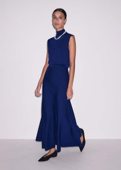 ME+EM Clothing Blue High Neck Knit Maxi Dress + Layering Top
