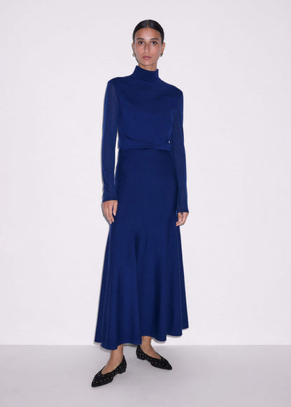 ME+EM Clothing Blue High Neck Knit Maxi Dress + Layering Top