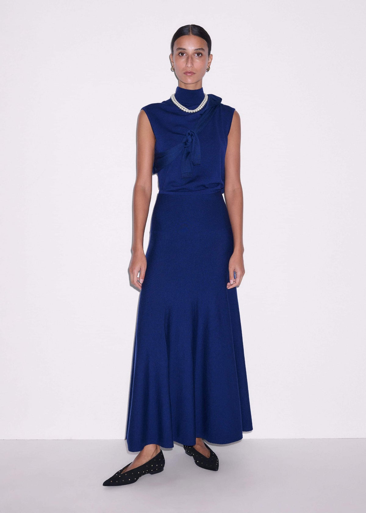 ME+EM Clothing Blue High Neck Knit Maxi Dress + Layering Top