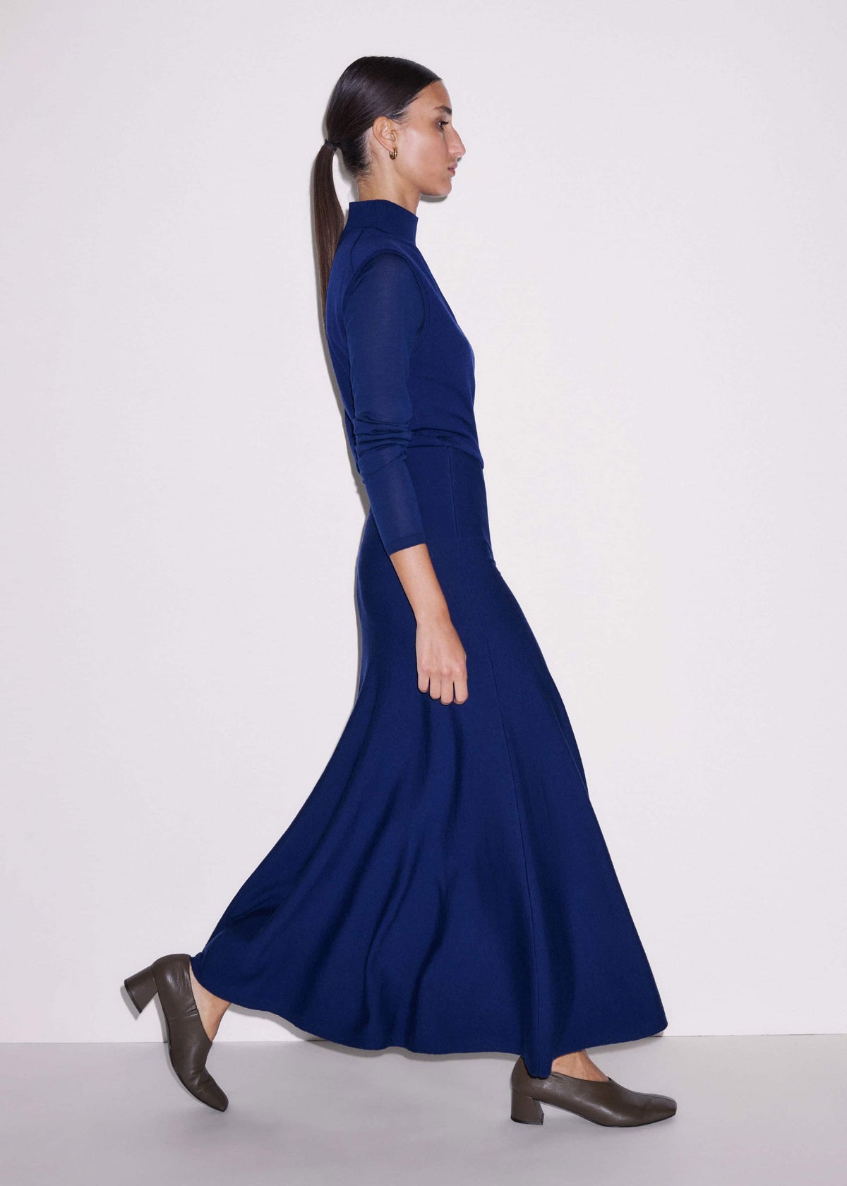 ME+EM Clothing Blue High Neck Knit Maxi Dress + Layering Top