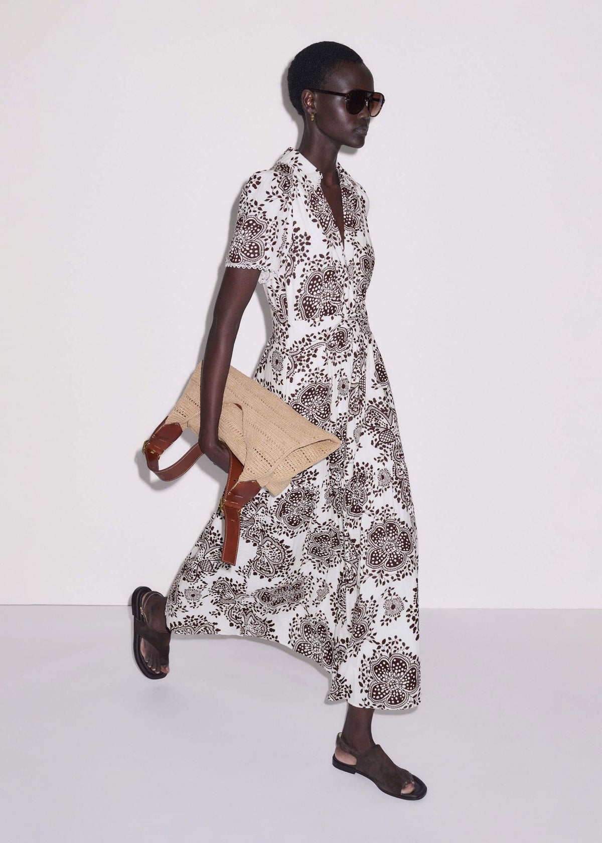 ME+EM Clothing White Cheesecloth In-Full-Bloom Print Maxi Dress + Belt