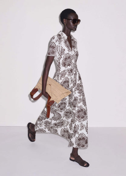ME+EM Clothing White Cheesecloth In-Full-Bloom Print Maxi Dress + Belt