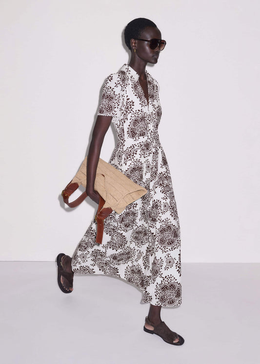 ME+EM Clothing White Cheesecloth In-Full-Bloom Print Maxi Dress + Belt
