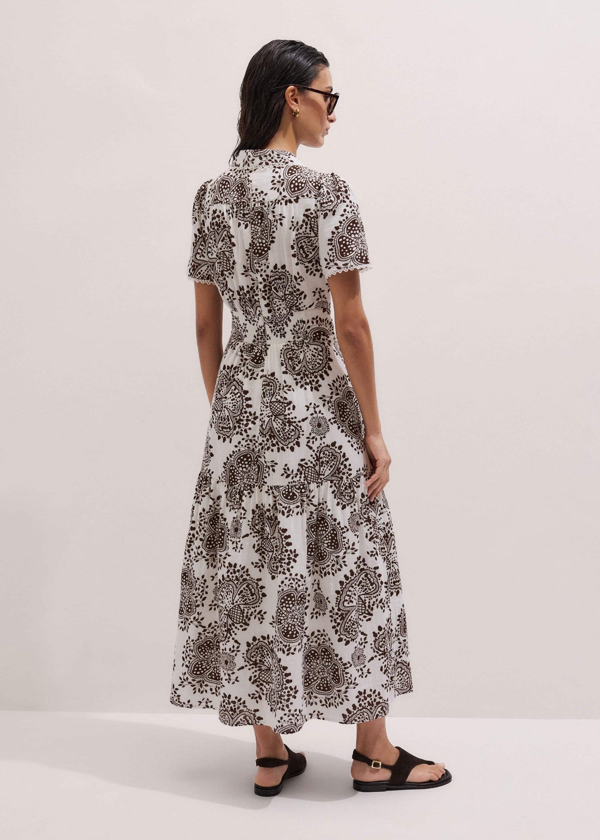 ME+EM Clothing White Cheesecloth In-Full-Bloom Print Maxi Dress + Belt