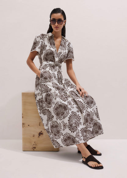 ME+EM Clothing White Cheesecloth In-Full-Bloom Print Maxi Dress + Belt