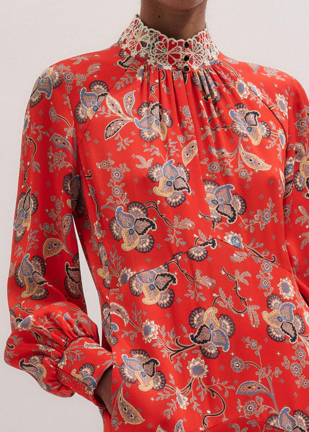 ME+EM Clothing Orange Fit + Flare Ornate Paisley Print Maxi Dress
