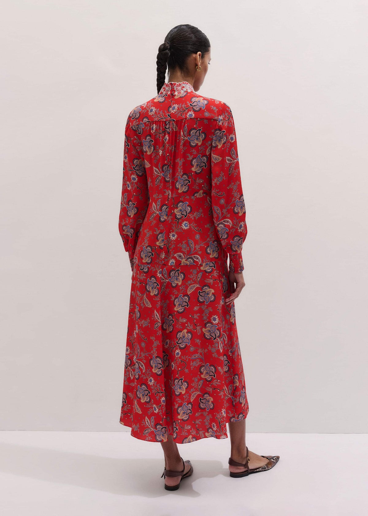 ME+EM Clothing Orange Fit + Flare Ornate Paisley Print Maxi Dress