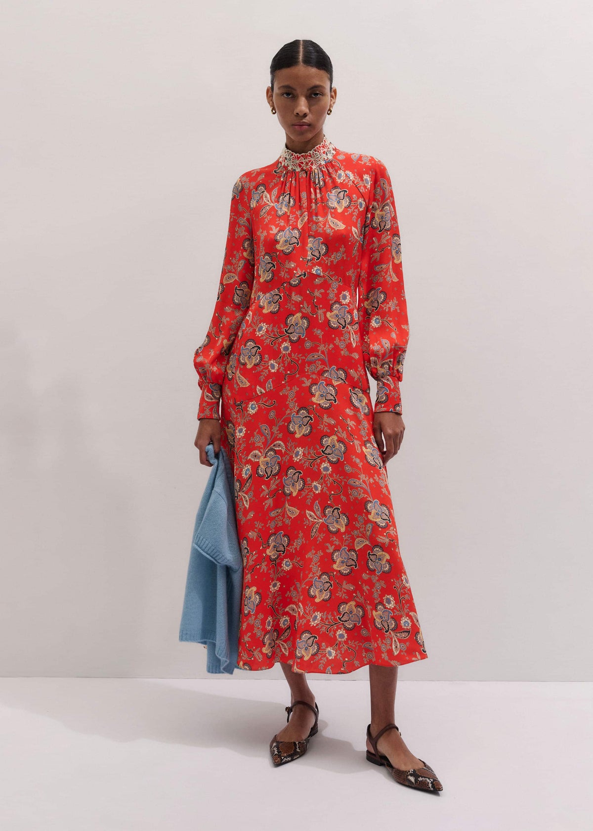 ME+EM Clothing Orange Fit + Flare Ornate Paisley Print Maxi Dress