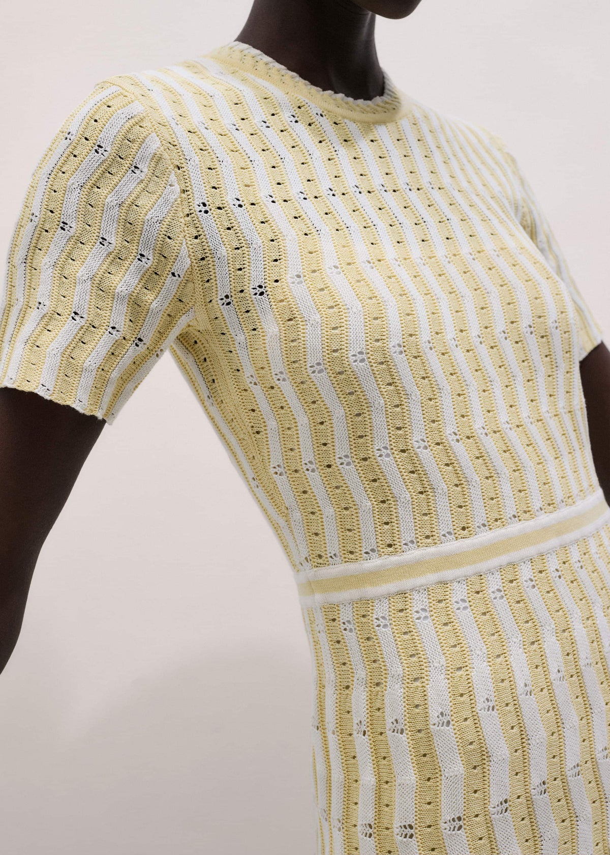 ME+EM Clothing Yellow Textured Pointelle Stripe Knit Maxi Dress
