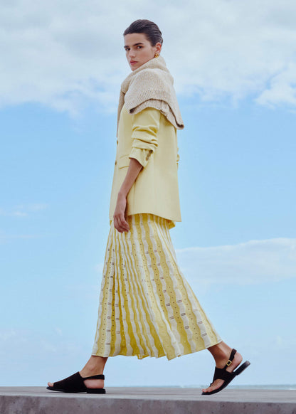 ME+EM Clothing Yellow Textured Pointelle Stripe Knit Maxi Dress