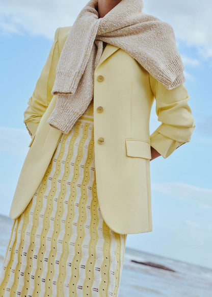 ME+EM Clothing Yellow Textured Pointelle Stripe Knit Maxi Dress