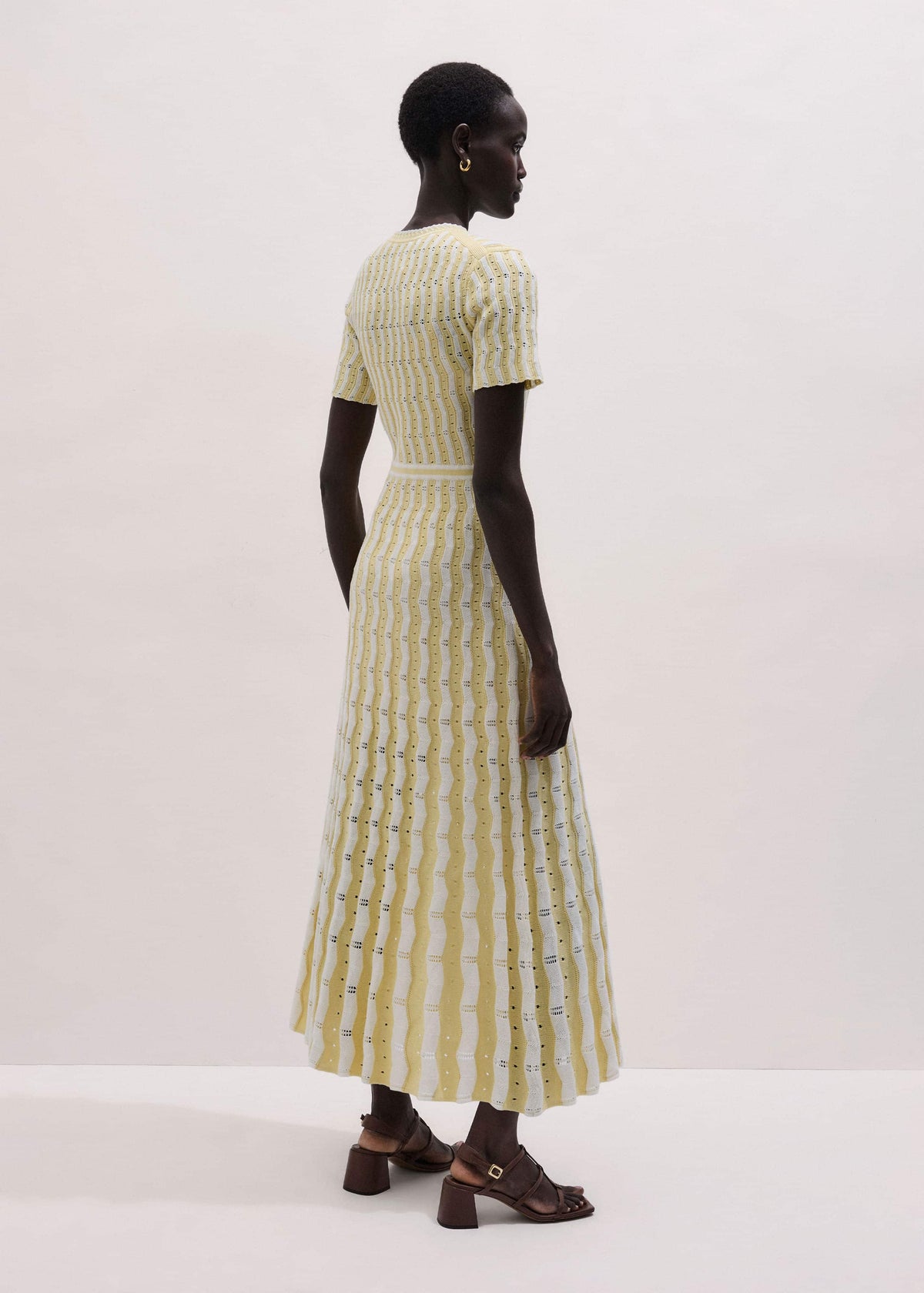 ME+EM Clothing Yellow Textured Pointelle Stripe Knit Maxi Dress