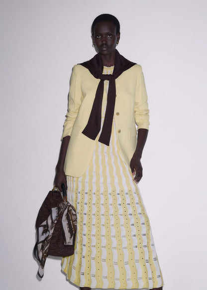 ME+EM Clothing Yellow Textured Pointelle Stripe Knit Maxi Dress