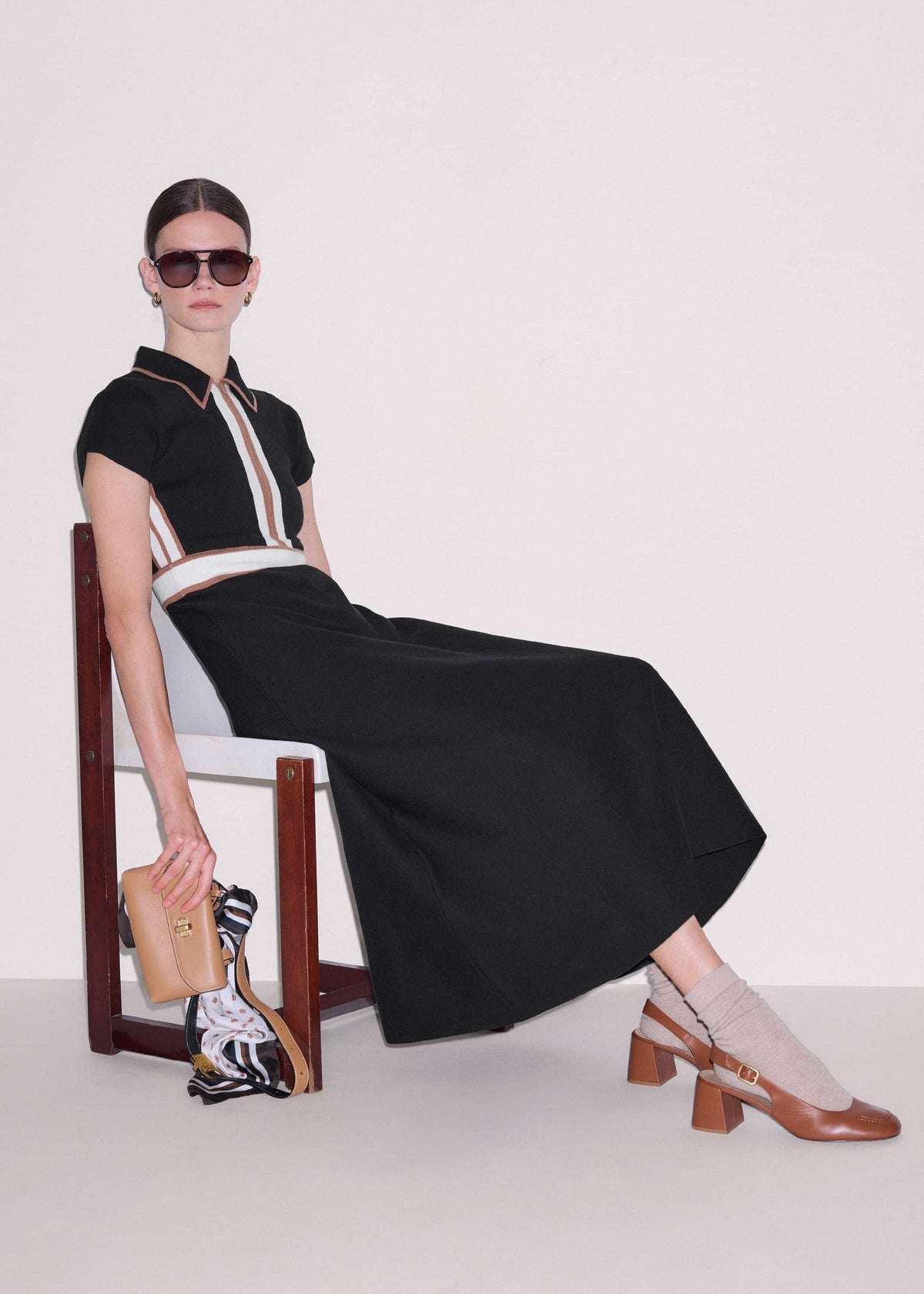 ME+EM Clothing Black Milano Knit Collared Maxi Dress