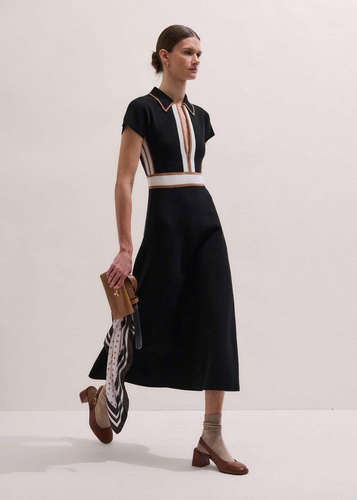 ME+EM Clothing Black Milano Knit Collared Maxi Dress