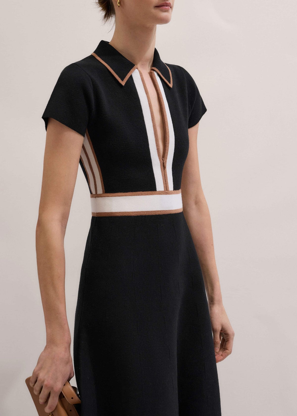 ME+EM Clothing Black Milano Knit Collared Maxi Dress