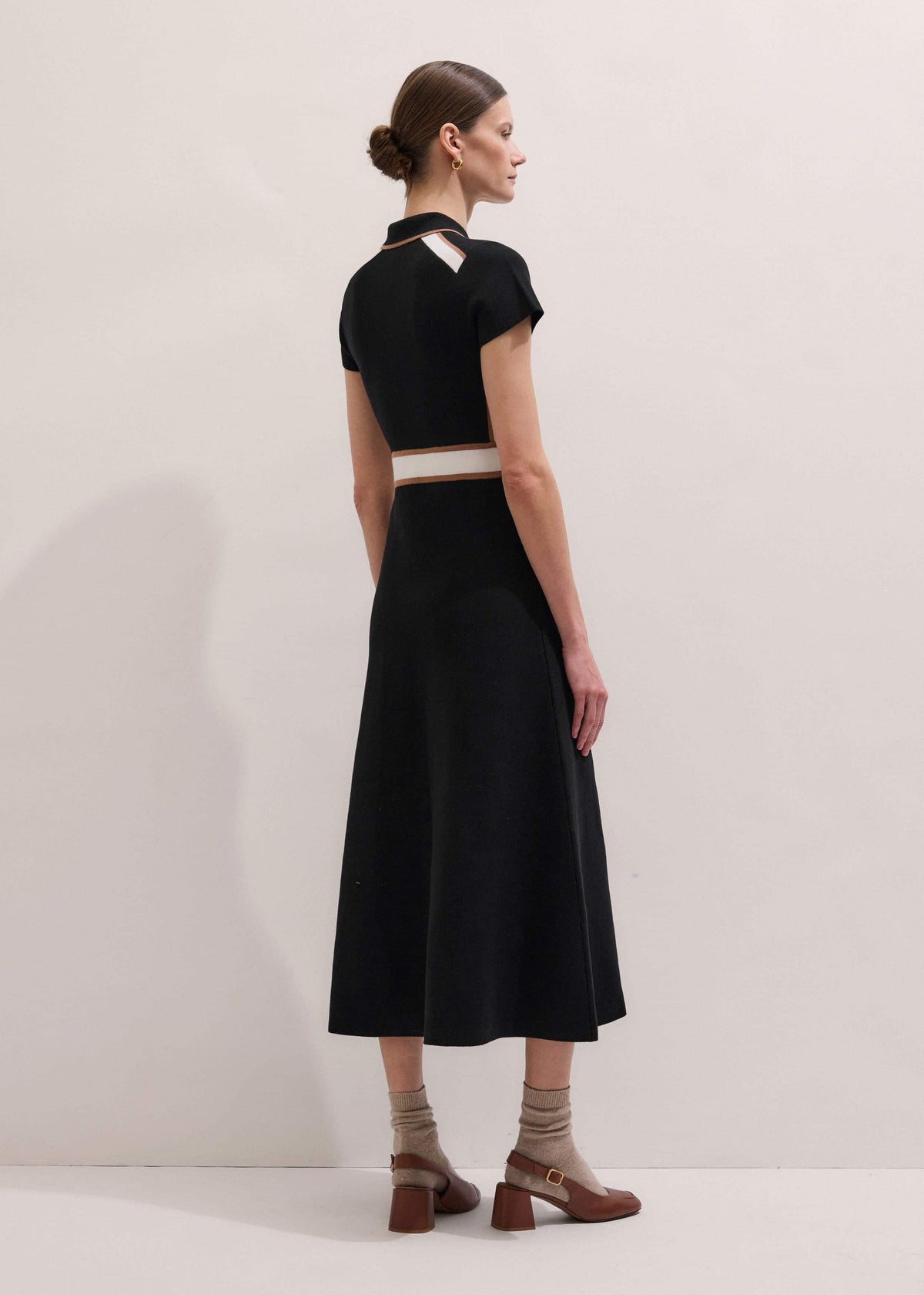 ME+EM Clothing Black Milano Knit Collared Maxi Dress