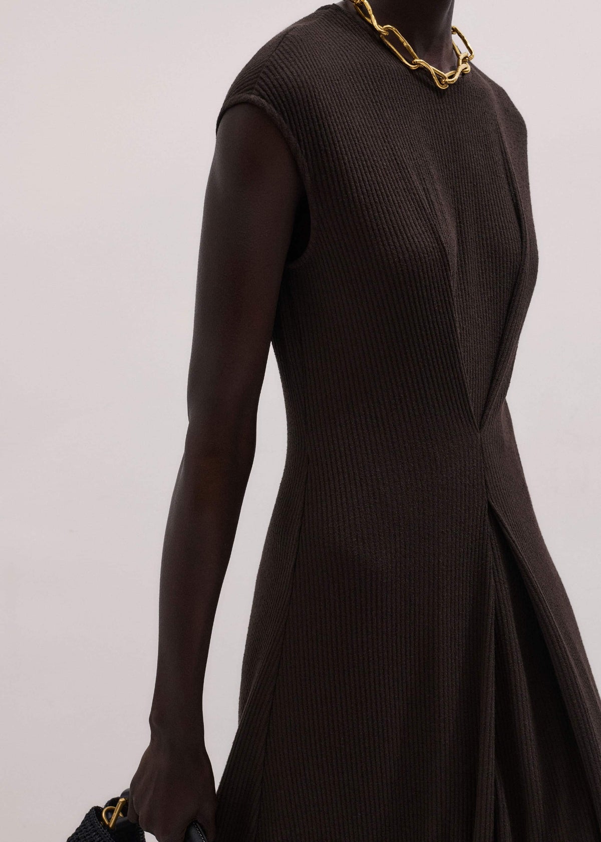 ME+EM Clothing Brown Draped Waist Clever Pleat Maxi Dress