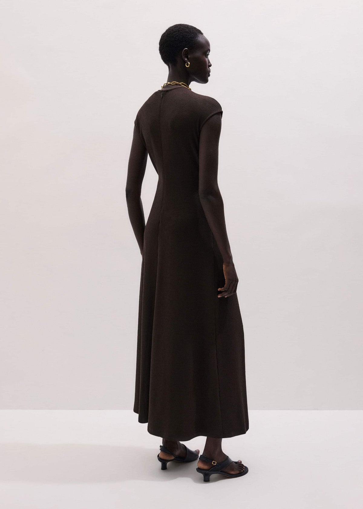 ME+EM Clothing Brown Draped Waist Clever Pleat Maxi Dress