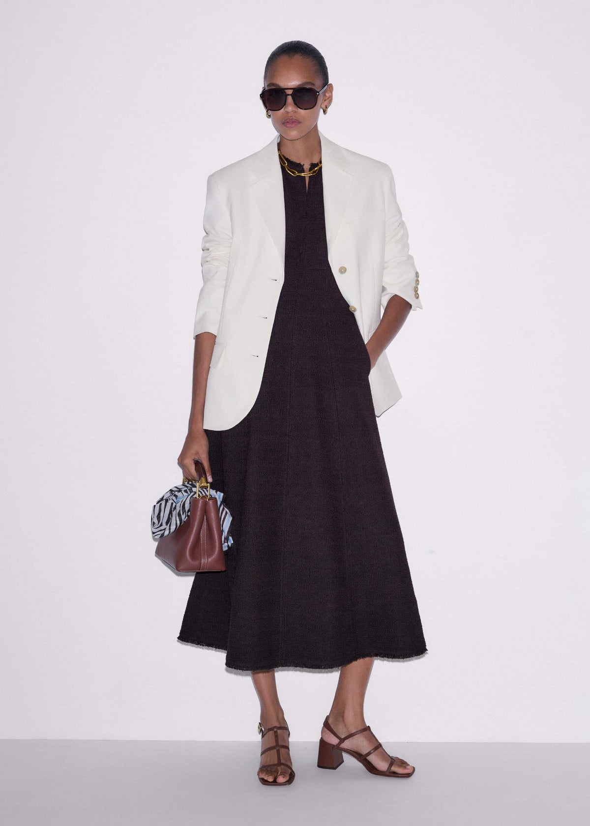 ME+EM Clothing Brown Desk-To-Dinner Fit And Flare Maxi Dress