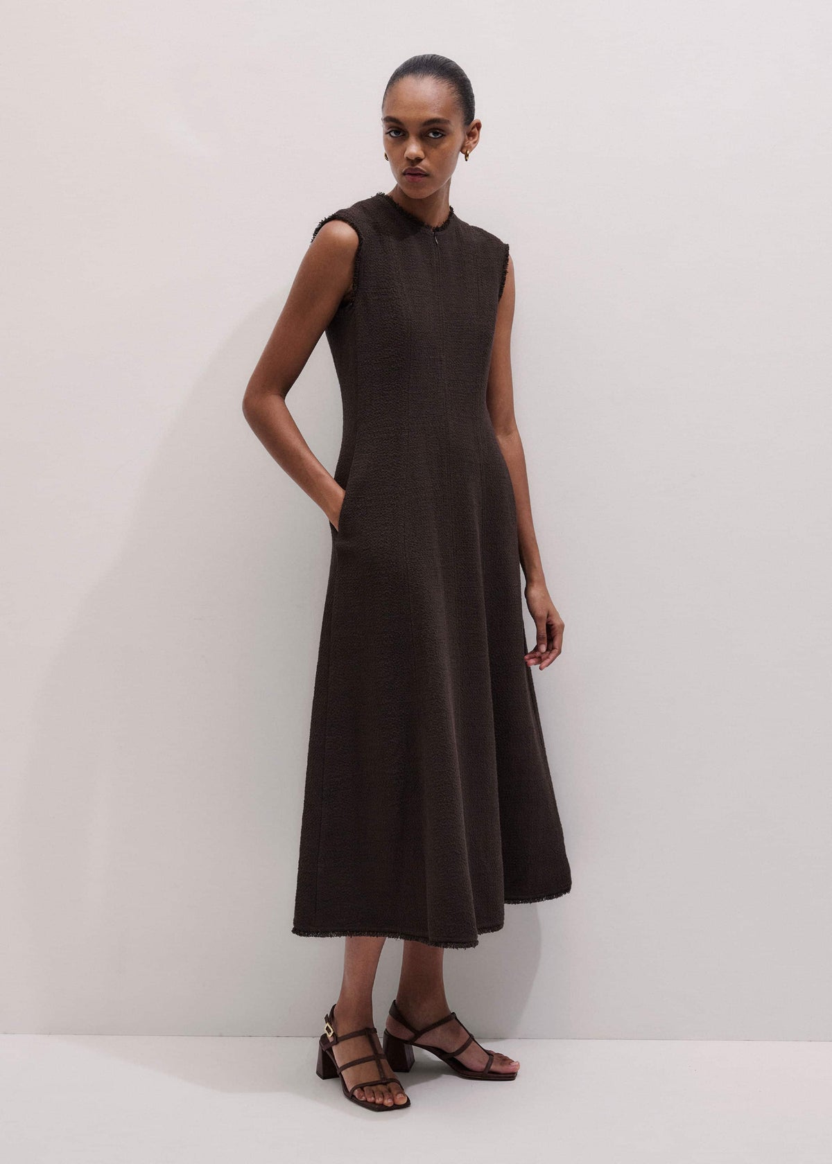 ME+EM Clothing Brown Desk-To-Dinner Fit And Flare Maxi Dress