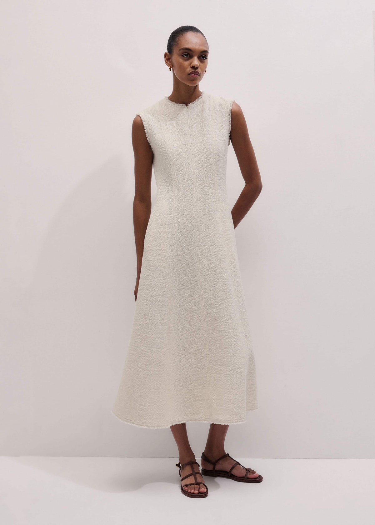 ME+EM Clothing Cream Desk-To-Dinner Fit And Flare Maxi Dress