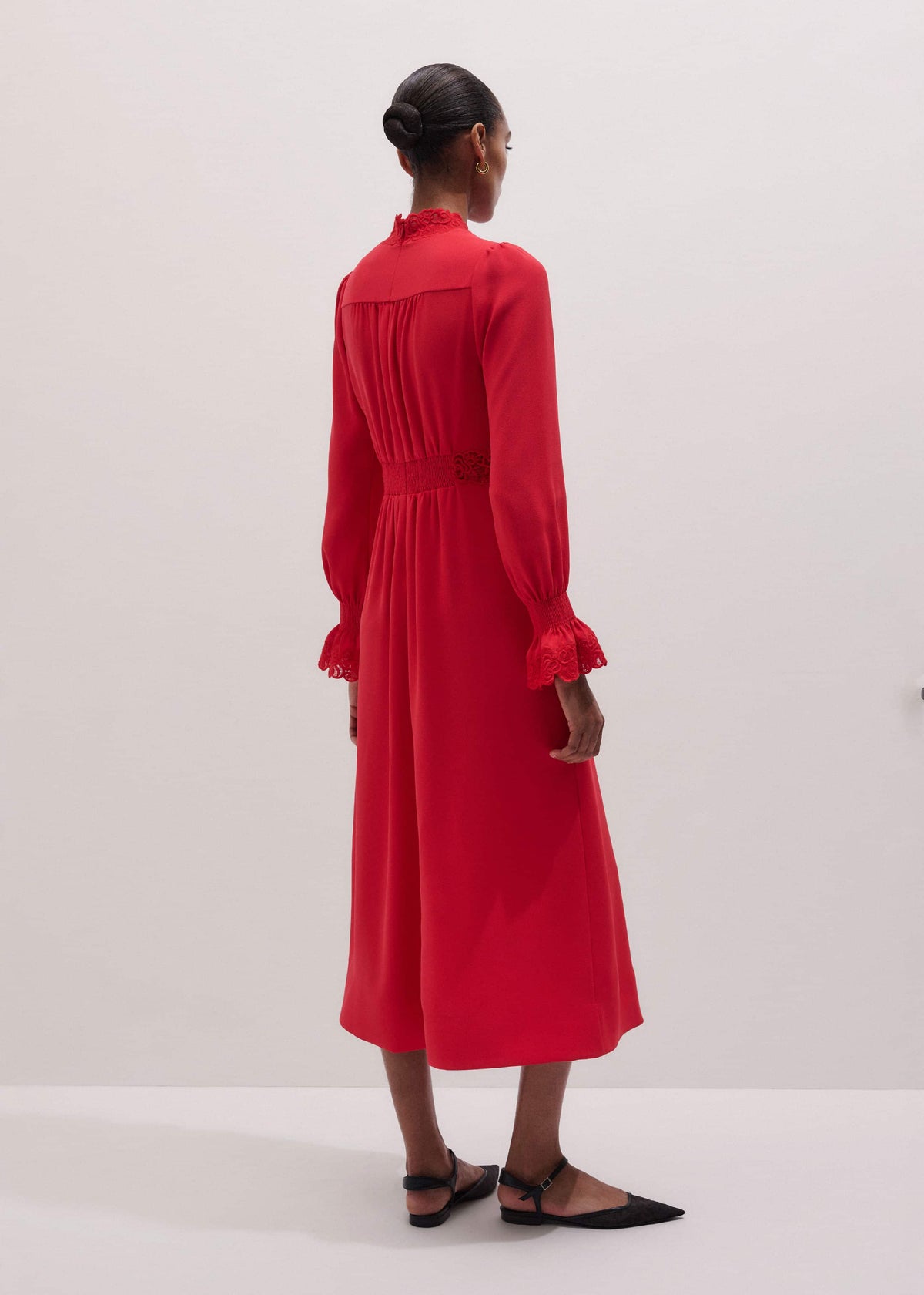 ME+EM Clothing Red Fit + Flare Lace Detail Maxi Dress