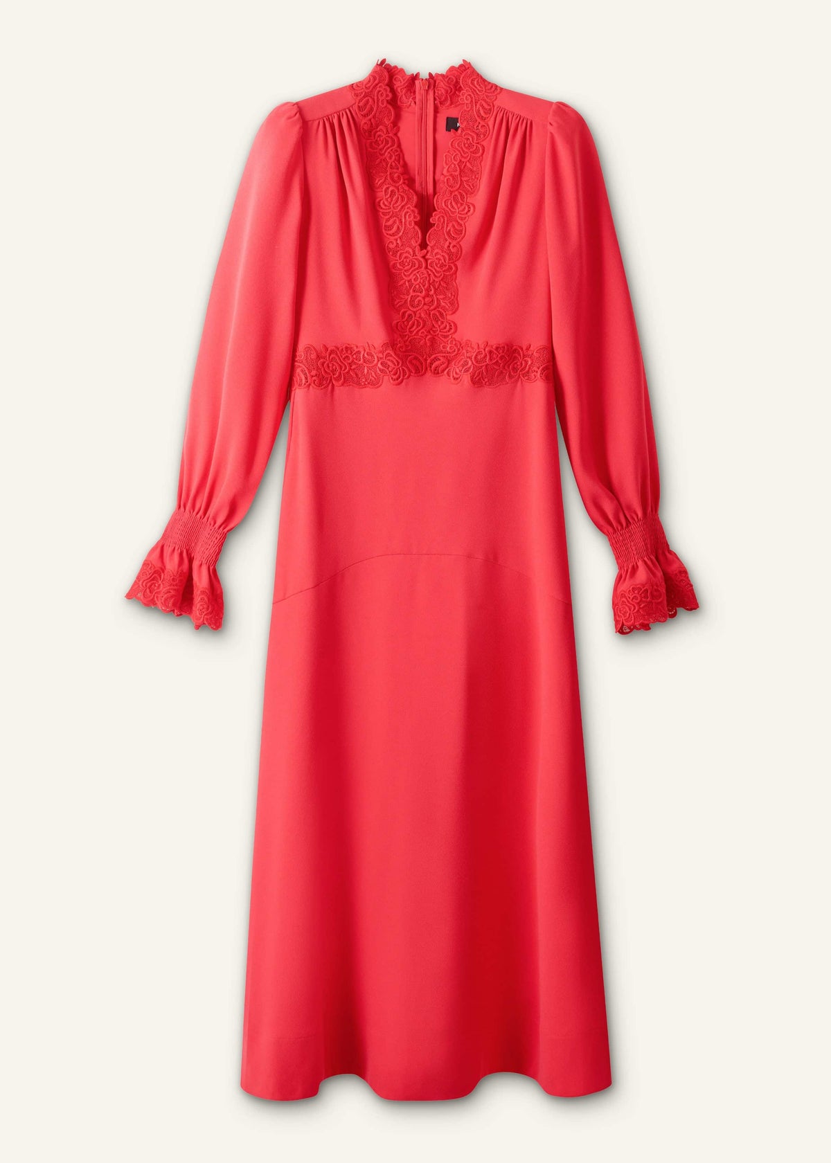 ME+EM Clothing Red Fit + Flare Lace Detail Maxi Dress