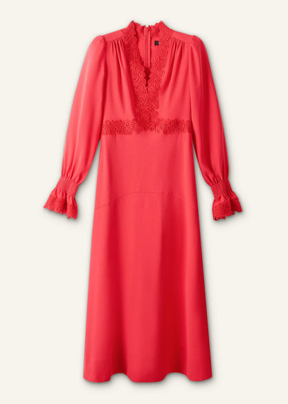 ME+EM Clothing Red Fit + Flare Lace Detail Maxi Dress