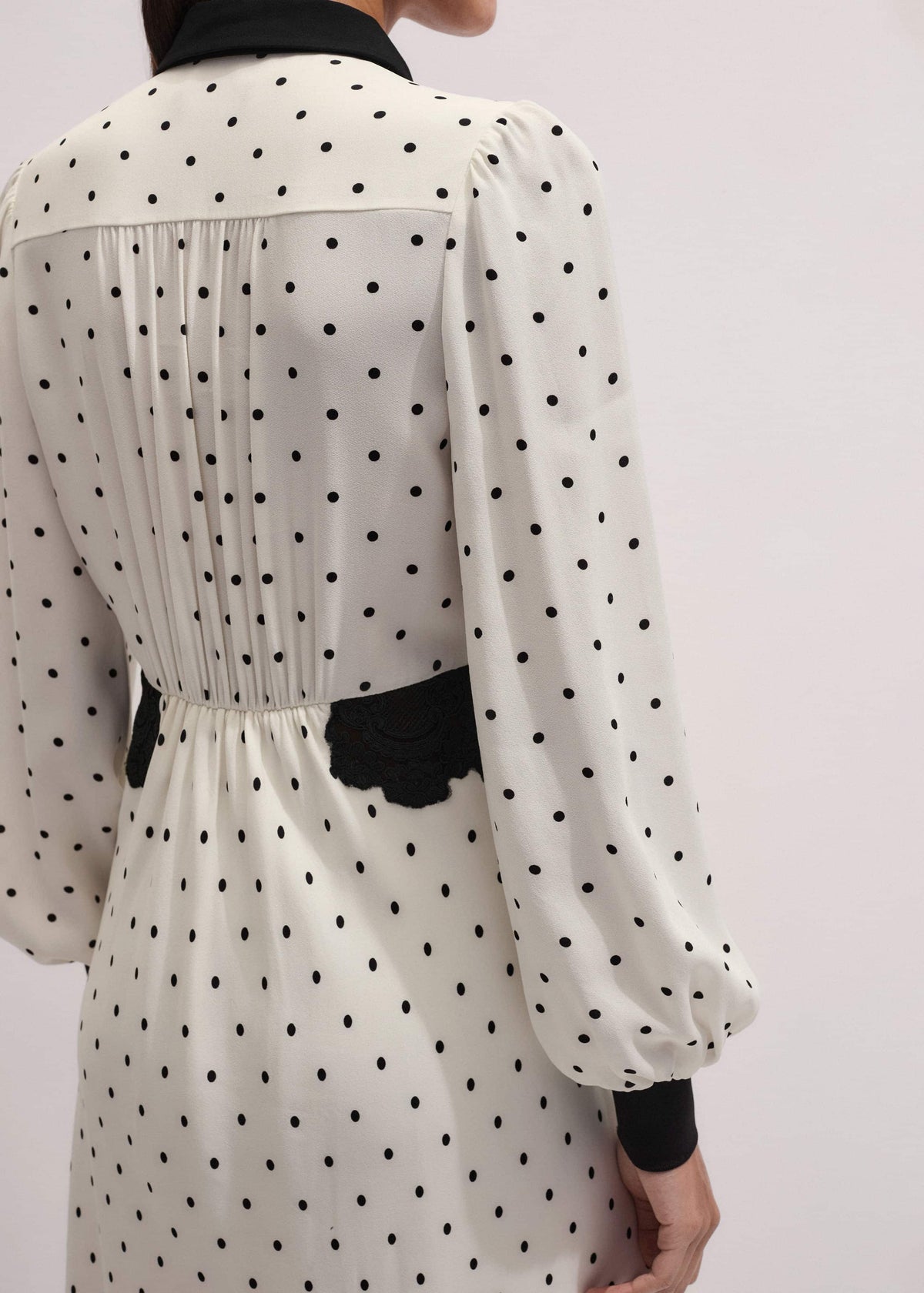 ME+EM Clothing Cream Winter Polka Dot Lace Trim Maxi Dress