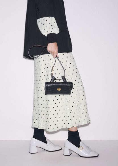 ME+EM Clothing Cream Winter Polka Dot Lace Trim Maxi Dress