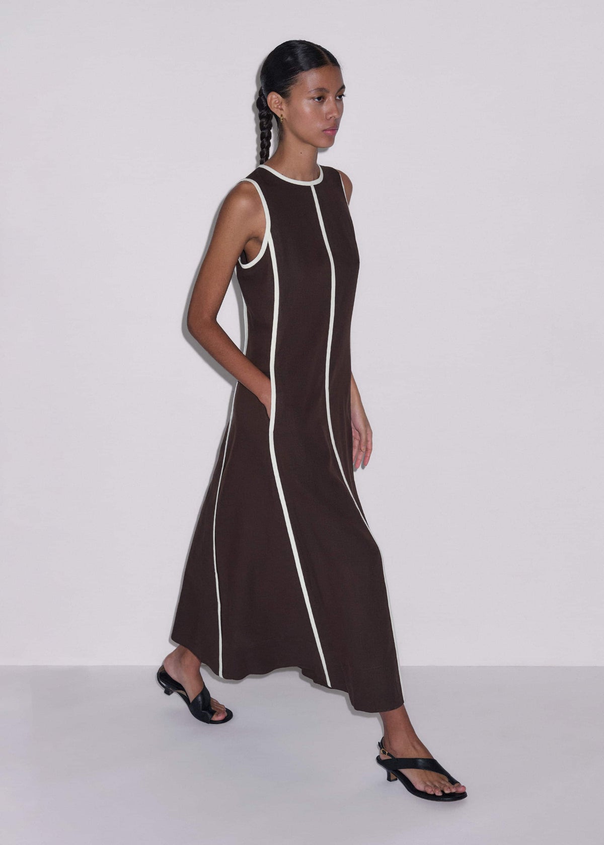ME+EM Clothing Brown Crease-Less Linen Effortless Maxi Dress
