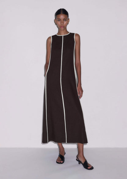 ME+EM Clothing Brown Crease-Less Linen Effortless Maxi Dress
