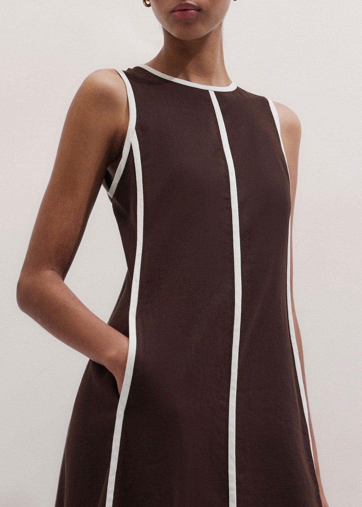 ME+EM Clothing Brown Crease-Less Linen Effortless Maxi Dress